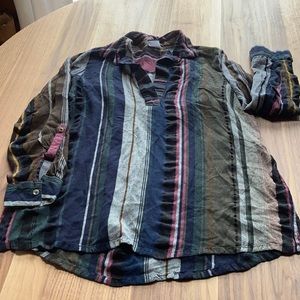 Boho multi colored striped shirt